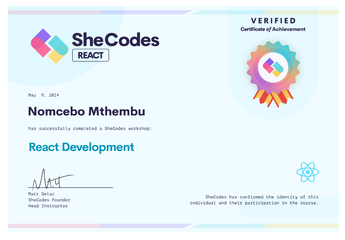 SheCodes React preview