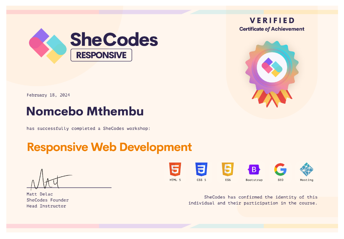 SheCodes Responsive preview